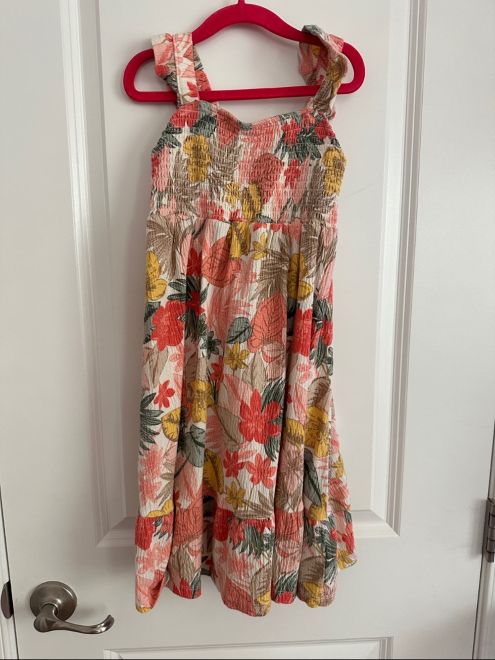 Carter's Coral, Yellow & Green Floral Smocked Midi Dress